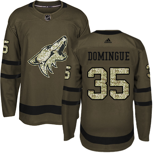 Adidas Coyotes #35 Louis Domingue Green Salute to Service Stitched NHL Jersey - Click Image to Close